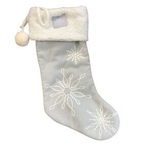 Northern Lights Snowflake Embroidered Christmas Stocking Pom Pom Joann NEW